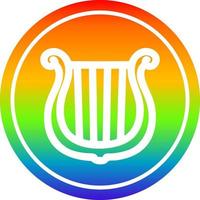 instrumento musical harpa circular no espectro do arco-íris vetor