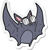 adesivo de um morcego de desenho animado usando óculos vetor