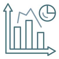 ícone de duas cores de linha de gráfico de barras vetor