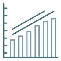 ícone de duas cores de linha de gráfico de barras de escalada vetor