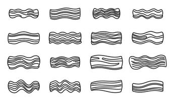 ícones de bacon definir vetor de contorno. conhecer comida