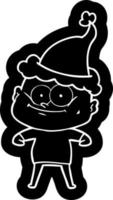 ícone dos desenhos animados de um homem careca olhando usando chapéu de papai noel vetor