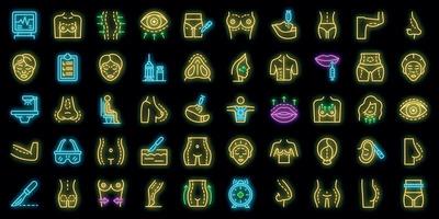 ícones de correção do corpo definir vetor neon