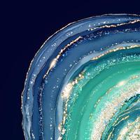 abstrato aquarela líquido turquesa escuro com bolachas douradas. geodo azul e preto com kintsugi glitter e efeito de tinta álcool. modelo de design de ilustração vetorial para casamento vetor