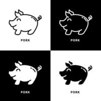 ilustração de ícone animal porco. comida de porco e vetor de logotipo do restaurante. personagem porquinho