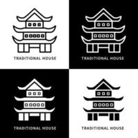 ilustração de conjunto de ícones de casa tradicional chinesa. vetor de logotipo de construção do templo