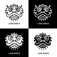 dança do leão e ícone do festival do ano novo chinês. vetor de logotipo de mascote dragão chinês
