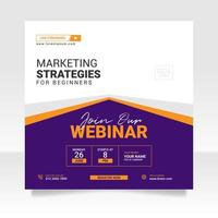 webinar de marketing digital e modelo de postagem de mídia social de conferência de negócios. vetor