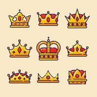 ícones de coroa em estilo simples vetor