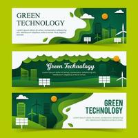 conjunto de bandeiras de tecnologia verde vetor
