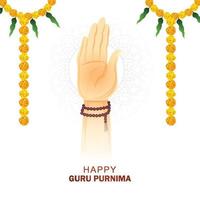 celebração do guru purnima na mão do guru abençoa o fundo vetor