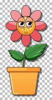 personagem de desenho animado de flores no pote vetor