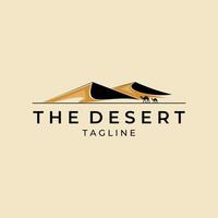 design de logotipo do deserto com silhueta de camelo para ilustração vetorial de paisagem vetor