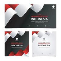 feliz dia da independência do design de banner da indonésia vetor
