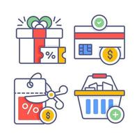 compras e e-commerce, ilustração vetorial simples. vetor