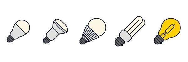 modelo de símbolo de ícone de conjunto de lâmpada para ilustração em vetor de logotipo de coleção de design gráfico e web