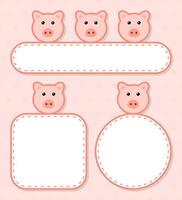 conjunto de banner fofo com porco vetor