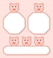 conjunto de banner fofo com porco vetor