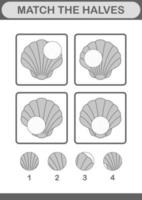 combinar as metades da concha. planilha para crianças vetor