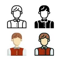 coleção de estilo do conjunto de ícones do hotel de funcionários