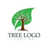 design de ilustração vetorial de ícone de logotipo de árvore silhueta vetorial de uma árvore de modelos de logotipo de árvore e raízes de árvore de ilustração de design de vida vetor