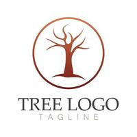 design de ilustração vetorial de ícone de logotipo de árvore silhueta vetorial de uma árvore de modelos de logotipo de árvore e raízes de árvore de ilustração de design de vida