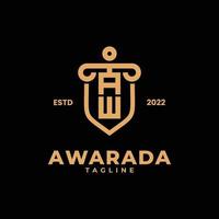 logotipo inicial do escritório de advocacia com letra aw vetor