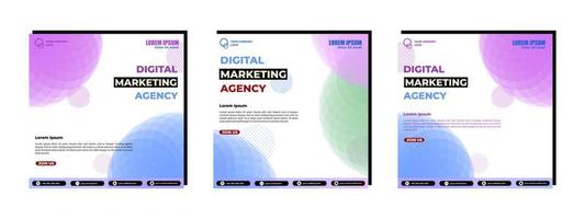 postagens de mídia social modelo de design moderno, para marketing digital online. vetor