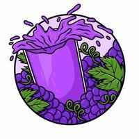 vetor de suco de uva de vidro splash isolado
