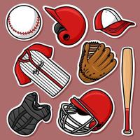 conjunto de adesivos vetor de desenhos animados de beisebol