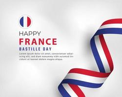 feliz dia da bastilha da frança ou ilustração de design de vetor de celebração do dia da independência. modelo para cartaz, banner, publicidade, cartão de felicitações ou elemento de design de impressão