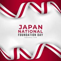 feliz dia da fundação nacional do japão 11 de fevereiro ilustração vetorial de celebração. modelo para cartaz, banner, publicidade, cartão de felicitações ou elemento de design de impressão vetor