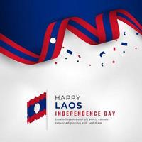 feliz dia da independência do laos 22 de outubro ilustração vetorial de celebração. modelo para cartaz, banner, publicidade, cartão de felicitações ou elemento de design de impressão vetor