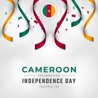 feliz dia da independência de camarões 1º de janeiro celebração ilustração vetorial de design. modelo para cartaz, banner, publicidade, cartão de felicitações ou elemento de design de impressão vetor