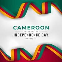 feliz dia da independência de camarões 1º de janeiro celebração ilustração vetorial de design. modelo para cartaz, banner, publicidade, cartão de felicitações ou elemento de design de impressão vetor