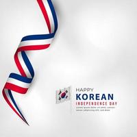 feliz dia da independência da coreia do sul 15 de agosto celebração ilustração vetorial de design. modelo para cartaz, banner, publicidade, cartão de felicitações ou elemento de design de impressão vetor