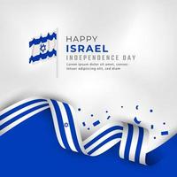 feliz dia da independência de israel ilustração vetorial de design de celebração. modelo para cartaz, banner, publicidade, cartão de felicitações ou elemento de design de impressão vetor