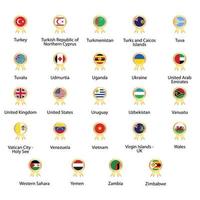 bandeiras da bandeira mundial isolada do mundo. isolado no fundo branco. ilustração vetorial. vetor