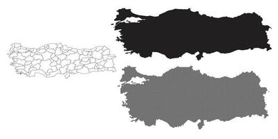 mapa da Turquia isolado em um fundo branco. vetor