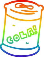 desenho de linha de gradiente de arco-íris bebidas com gás dos desenhos animados lata vetor