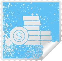 pilha de símbolo de adesivo de peeling quadrado angustiado de dinheiro vetor