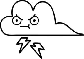desenho de linha desenho animado nuvem de tempestade vetor