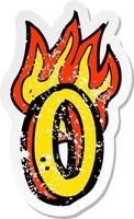 adesivo retrô angustiado de uma carta em chamas de desenho animado vetor
