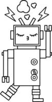 desenho de linha desenho animado robô com defeito vetor