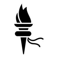 ícone de glifo de tocha de fogo vetor