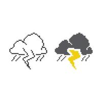 trovoada com chuva. ilustração vetorial de ícone de pixel art vetor