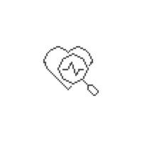 verificando o batimento cardíaco, verificação do coração saudável. ilustração vetorial de ícone de linha de pixel art vetor