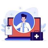 conceito de design de ilustração de consulta médica online vetor