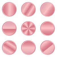 botão de círculo de metal rosa de luxo. círculo de metal rosa. botão de metal realista. ilustração vetorial vetor