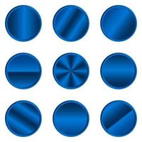 botão de círculo de metal azul de luxo. círculo de metal azul. botão de metal realista. ilustração vetorial